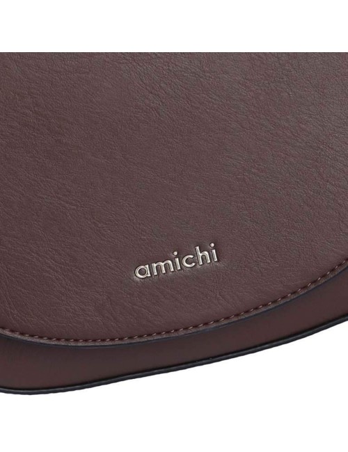 BOLSO BANDOLERA OVALADO CON DETALLES DE CORDÓN TRENZADO Y FLECOS MARRÓN
