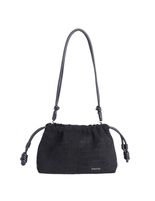 BOLSO BANDOLERA COCO CON ANTELINA CON CONRDÓN AJUSTABLE NEGRO