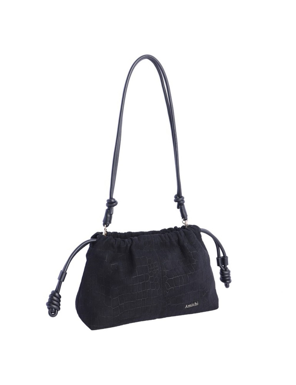 BOLSO BANDOLERA COCO CON ANTELINA CON CONRDÓN AJUSTABLE NEGRO