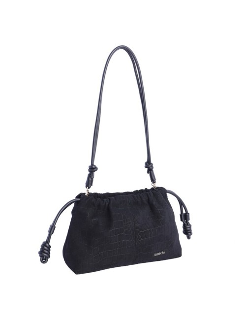 BOLSO BANDOLERA COCO CON ANTELINA CON CONRDÓN AJUSTABLE NEGRO