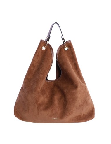 BOLSO HOMBRO ANTE CON ASA DE PIEL MARRÓN