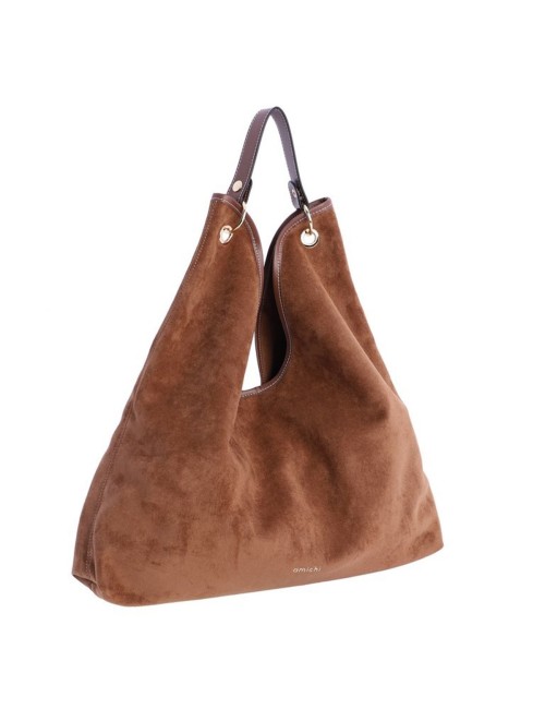 BOLSO HOMBRO ANTE CON ASA DE PIEL MARRÓN
