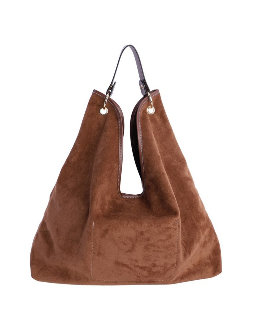 BOLSO HOMBRO ANTE CON ASA DE PIEL MARRÓN