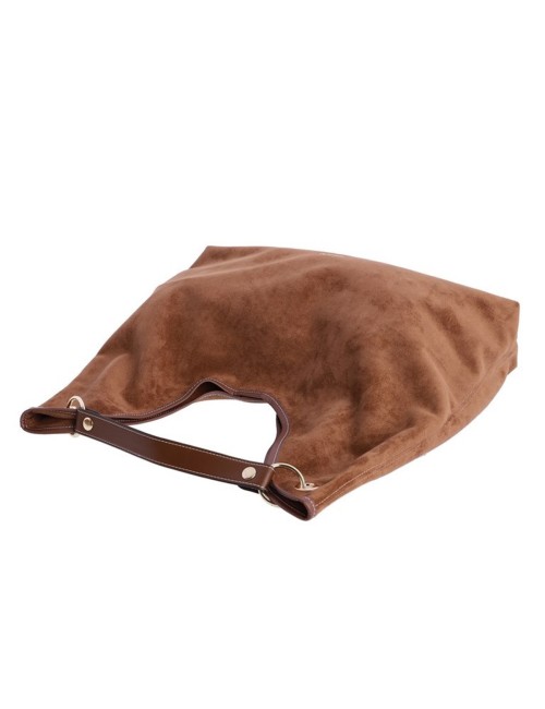 BOLSO HOMBRO ANTE CON ASA DE PIEL MARRÓN