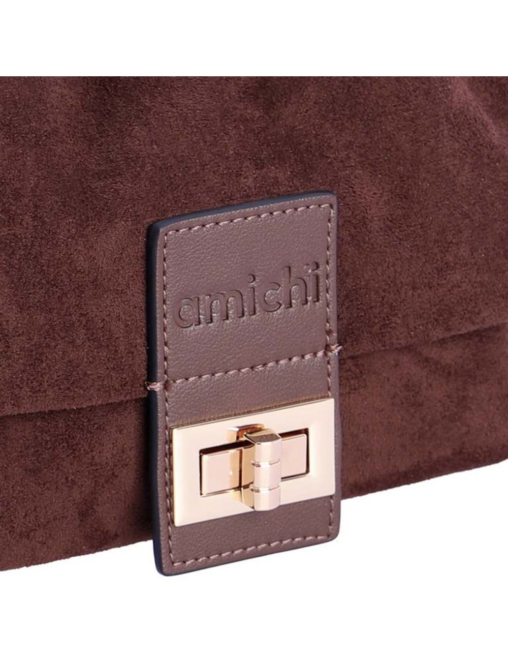 BOLSO BANDOLERA CON SOLAPA FRUNCIDA ANTE MARRÓN