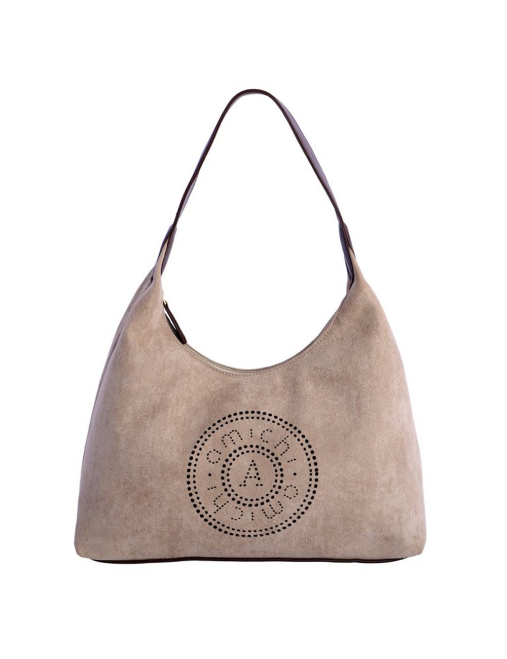 BOLSO HOBO DE HOMBRO ANTE CON TROQUELADO TAUPÉ