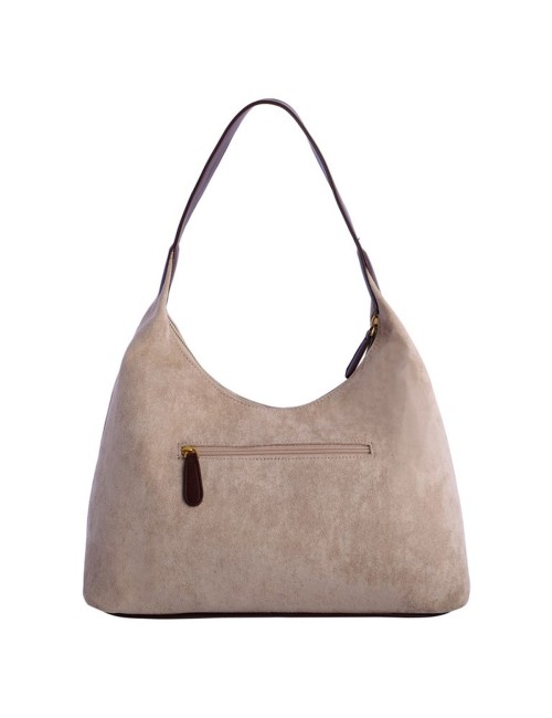 BOLSO HOBO DE HOMBRO ANTE CON TROQUELADO TAUPÉ