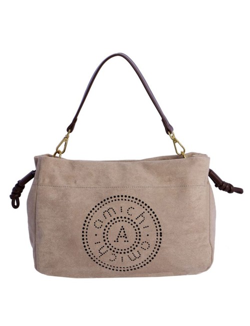 BOLSO BANDOLERA ANTE CON TROQUELADO TAUPÉ