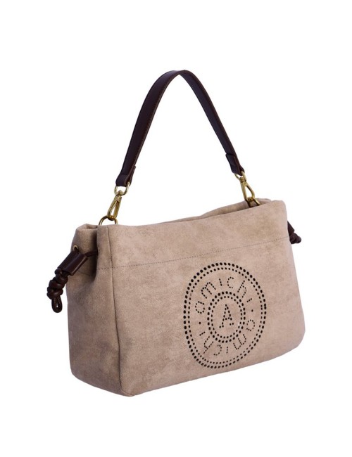 BOLSO BANDOLERA ANTE CON TROQUELADO TAUPÉ