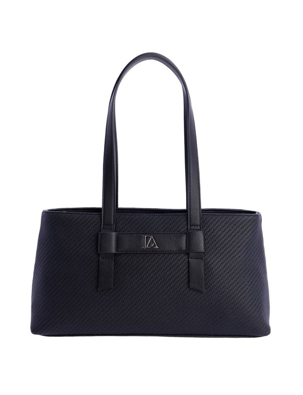 BOLSO TOTE DE HOMBRO TEXTURA TRENZADA NEGRO