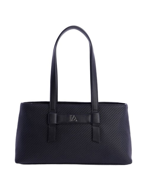 BOLSO TOTE DE HOMBRO TEXTURA TRENZADA NEGRO