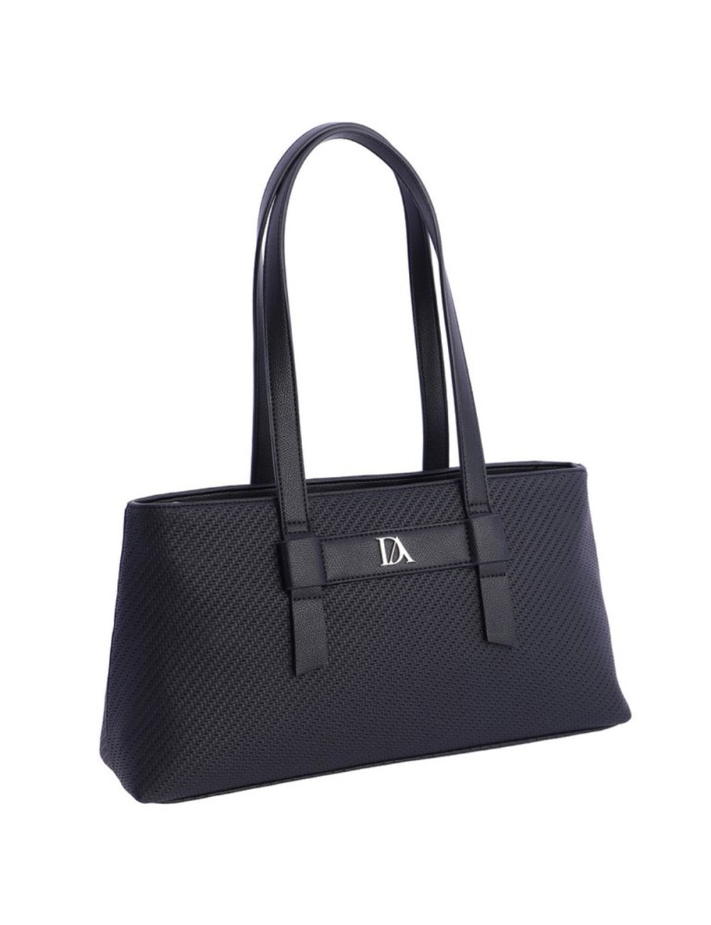 BOLSO TOTE DE HOMBRO TEXTURA TRENZADA NEGRO