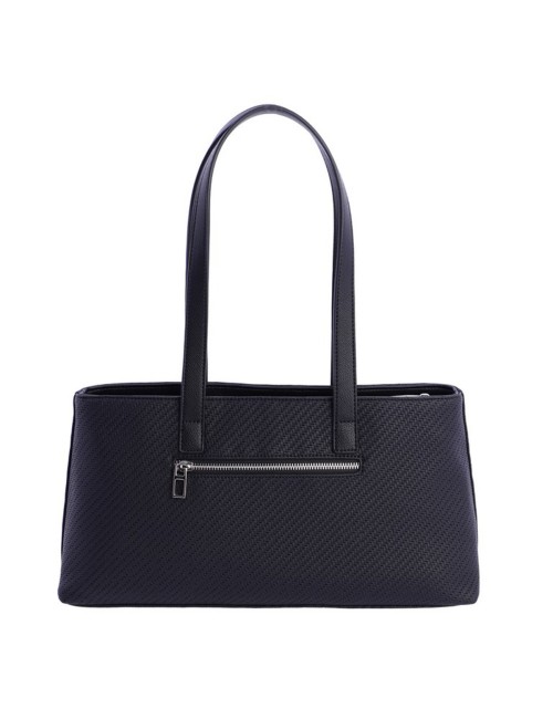 BOLSO TOTE DE HOMBRO TEXTURA TRENZADA NEGRO