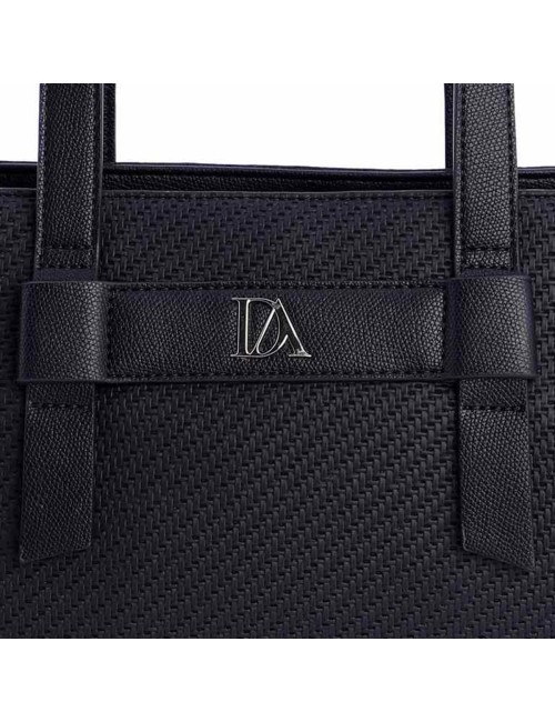 BOLSO TOTE DE HOMBRO TEXTURA TRENZADA NEGRO