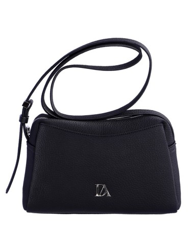 BOLSO BANDOLERA TEXTURA GRANULAD CON TRIPLE COMPARTIMENTO NEGRO
