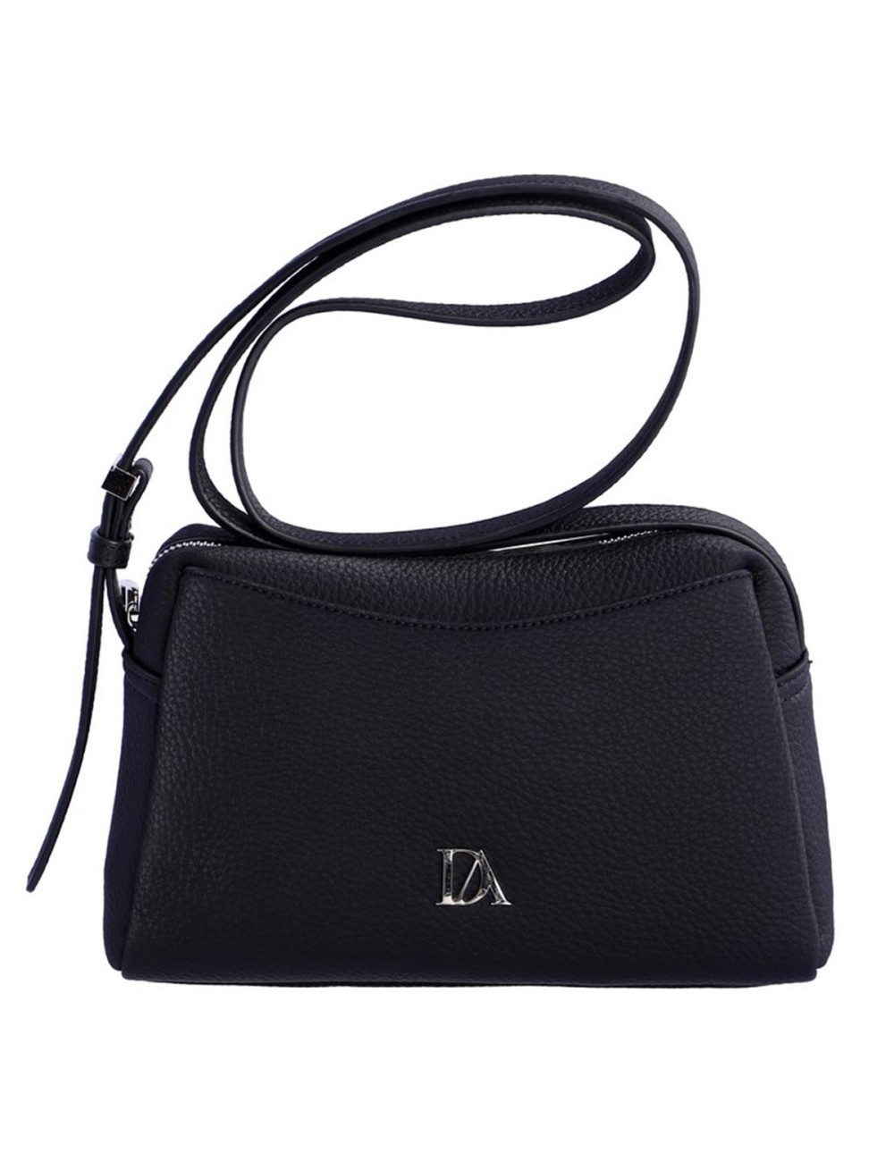 BOLSO BANDOLERA TEXTURA GRANULAD CON TRIPLE COMPARTIMENTO NEGRO
