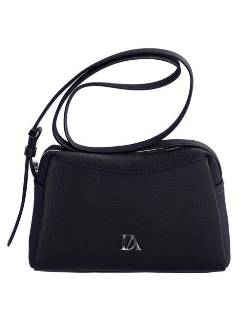 BOLSO BANDOLERA TEXTURA GRANULAD CON TRIPLE COMPARTIMENTO NEGRO