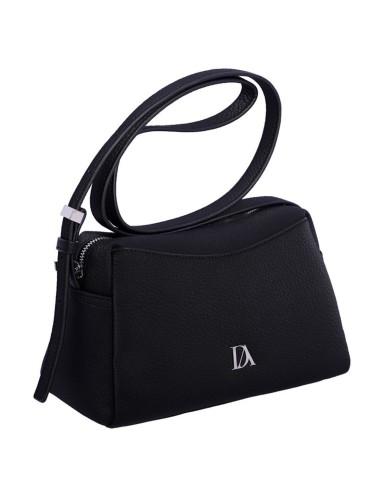 BOLSO BANDOLERA TEXTURA GRANULAD CON TRIPLE COMPARTIMENTO NEGRO