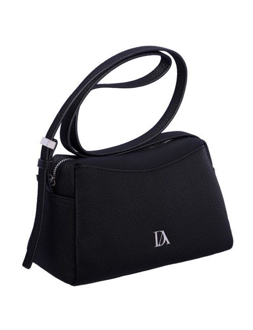 BOLSO BANDOLERA TEXTURA GRANULAD CON TRIPLE COMPARTIMENTO NEGRO