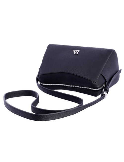 BOLSO BANDOLERA TEXTURA GRANULAD CON TRIPLE COMPARTIMENTO NEGRO