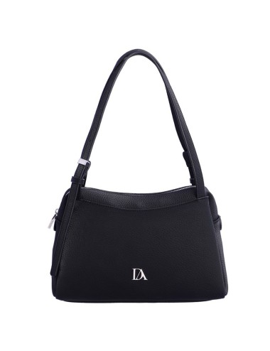 BOLSO HOMBRO HOBO TEXTURA GRANULADA CON DOBLE COMPARTIMENTO NEGRO
