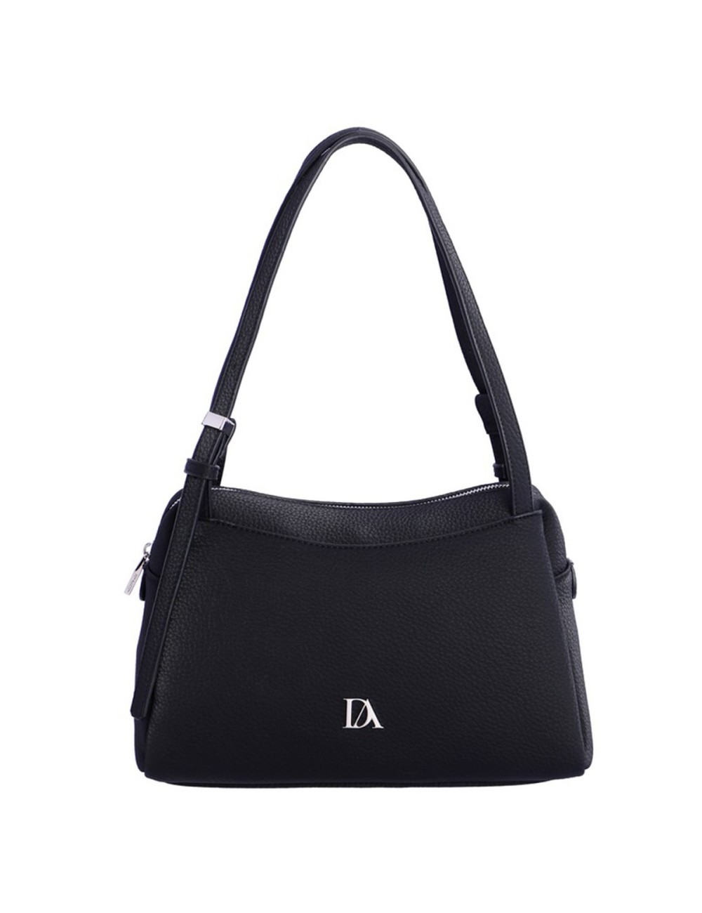 BOLSO HOMBRO HOBO TEXTURA GRANULADA CON DOBLE COMPARTIMENTO NEGRO