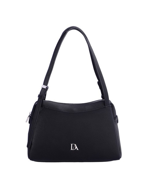 BOLSO HOMBRO HOBO TEXTURA GRANULADA CON DOBLE COMPARTIMENTO NEGRO