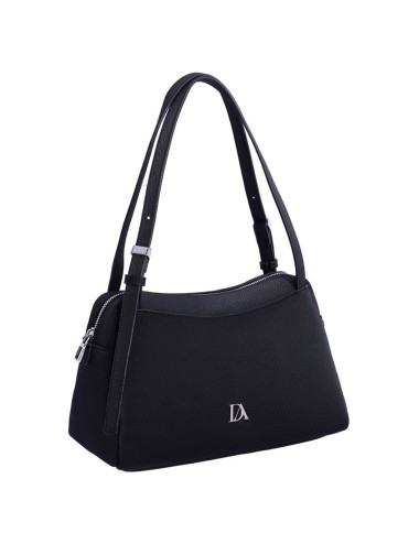 BOLSO HOMBRO HOBO TEXTURA GRANULADA CON DOBLE COMPARTIMENTO NEGRO