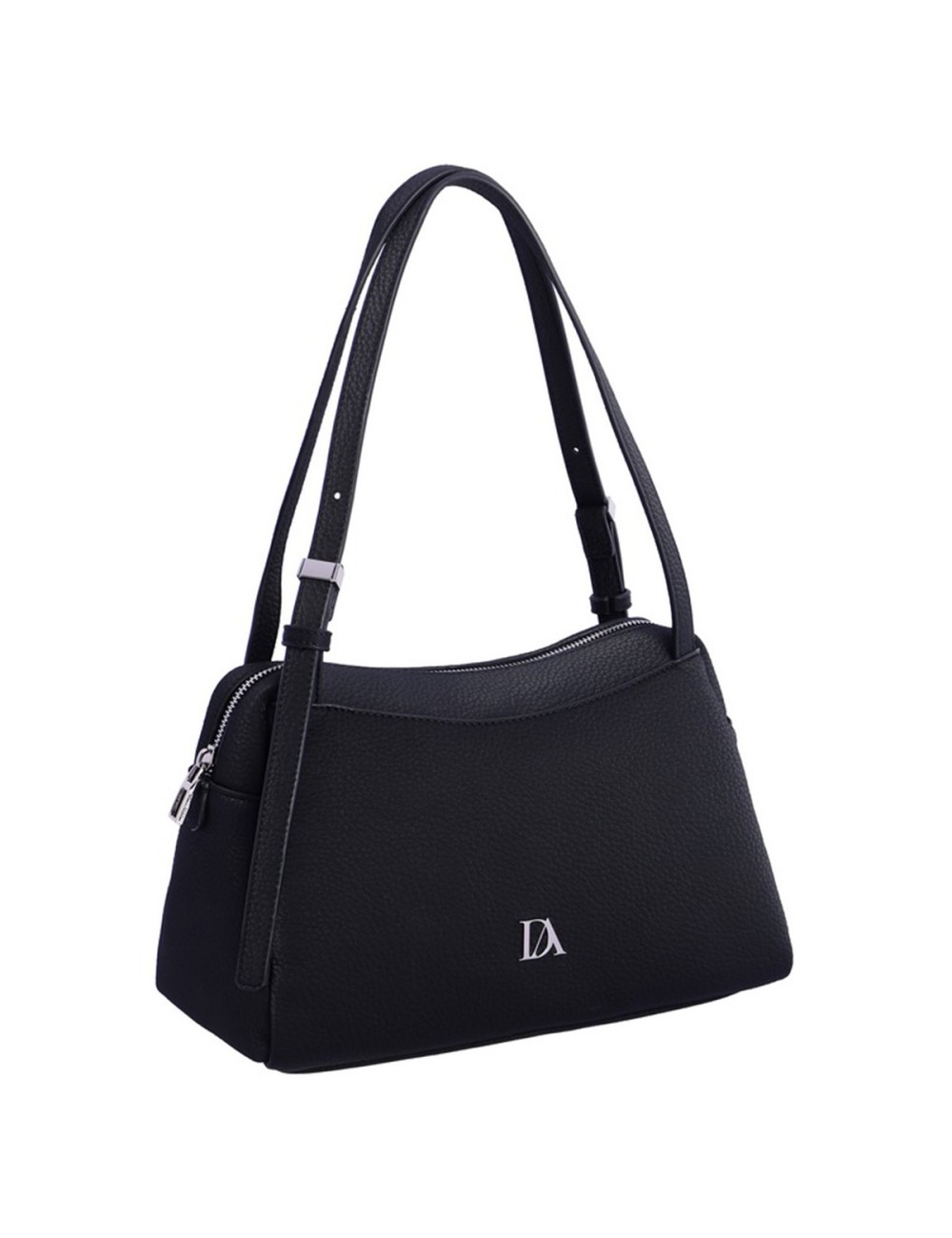 BOLSO HOMBRO HOBO TEXTURA GRANULADA CON DOBLE COMPARTIMENTO NEGRO