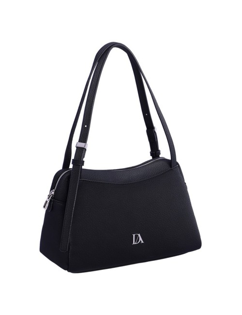 BOLSO HOMBRO HOBO TEXTURA GRANULADA CON DOBLE COMPARTIMENTO NEGRO