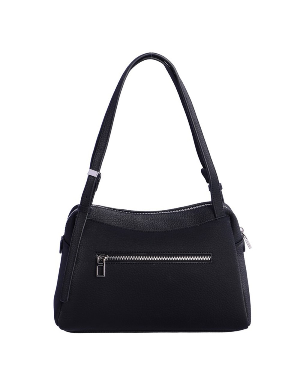 BOLSO HOMBRO HOBO TEXTURA GRANULADA CON DOBLE COMPARTIMENTO NEGRO