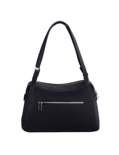 BOLSO HOMBRO HOBO TEXTURA GRANULADA CON DOBLE COMPARTIMENTO NEGRO
