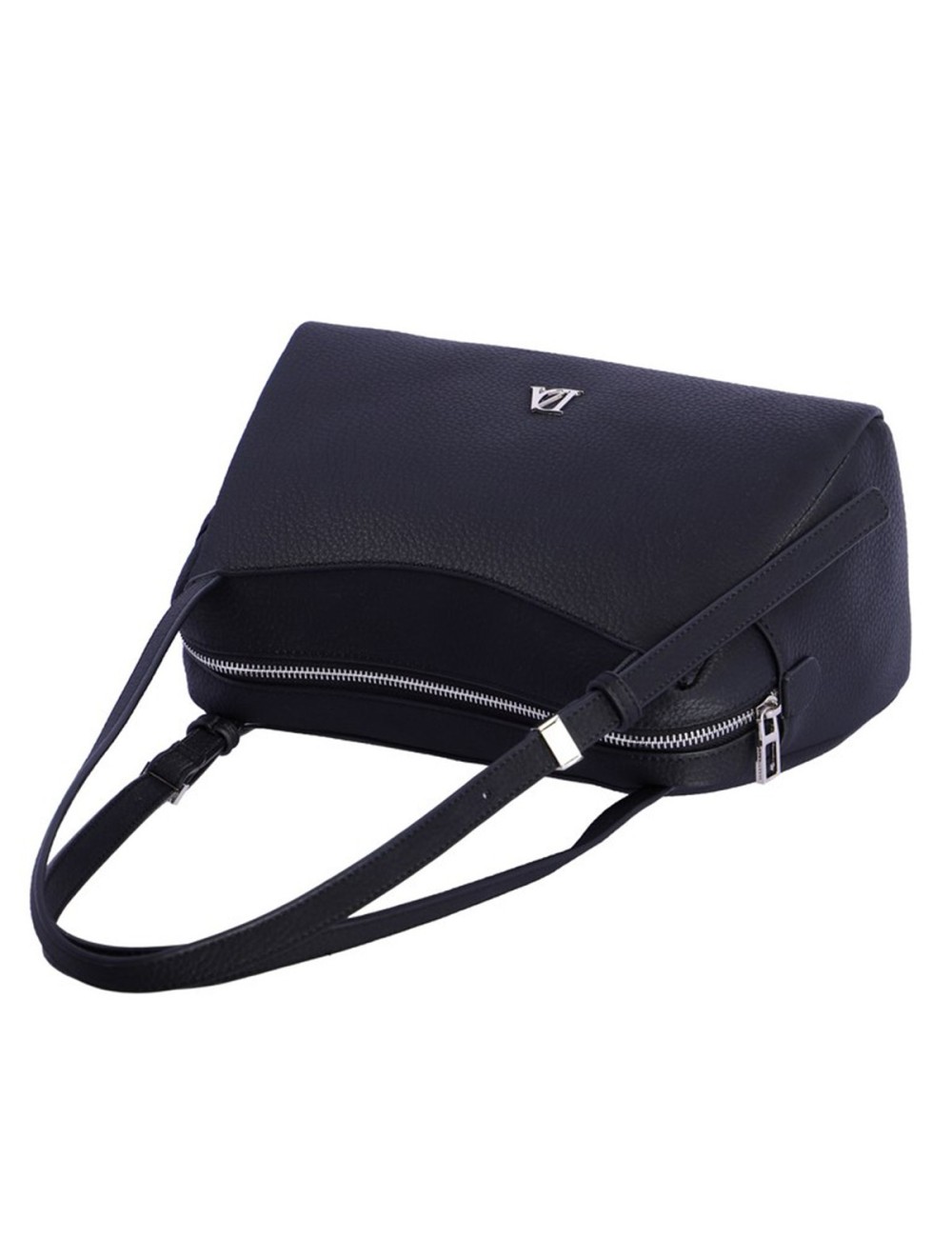 BOLSO HOMBRO HOBO TEXTURA GRANULADA CON DOBLE COMPARTIMENTO NEGRO