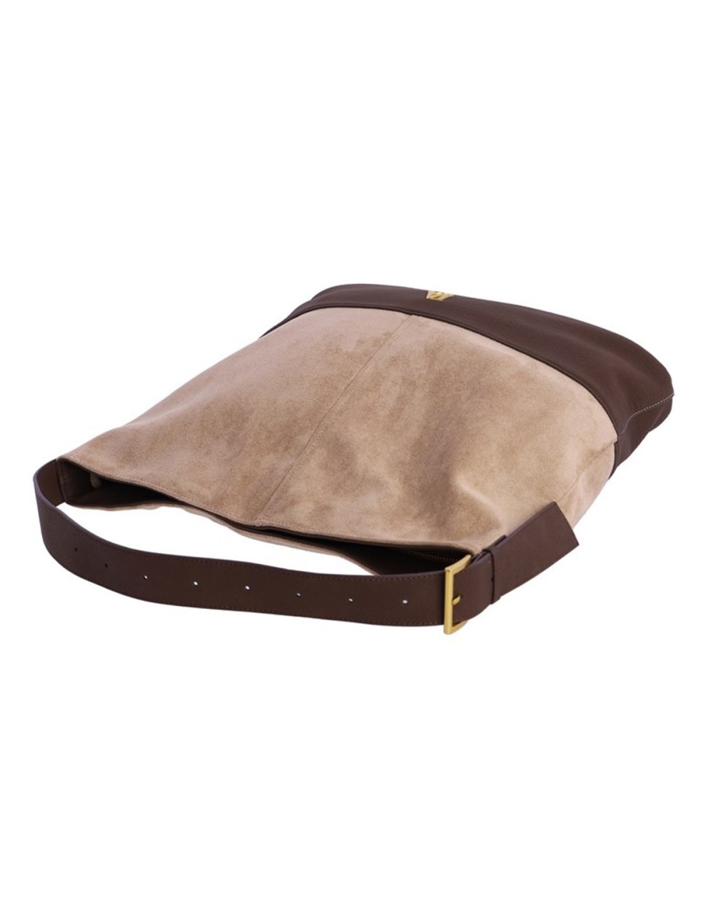 BOLSO HOMBRO HOBO BIMATERIAL BEIGE Y MARRÓN