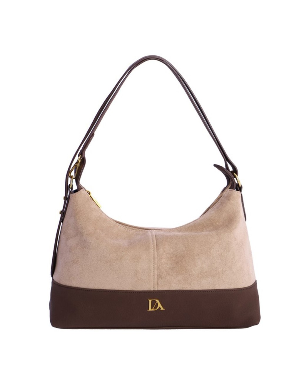 BOLSO HOMBRO HOBO BIMATERIAL BEIGE Y MARRÓN