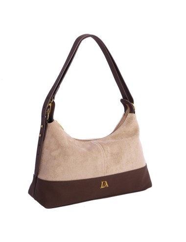 BOLSO HOMBRO HOBO BIMATERIAL BEIGE Y MARRÓN