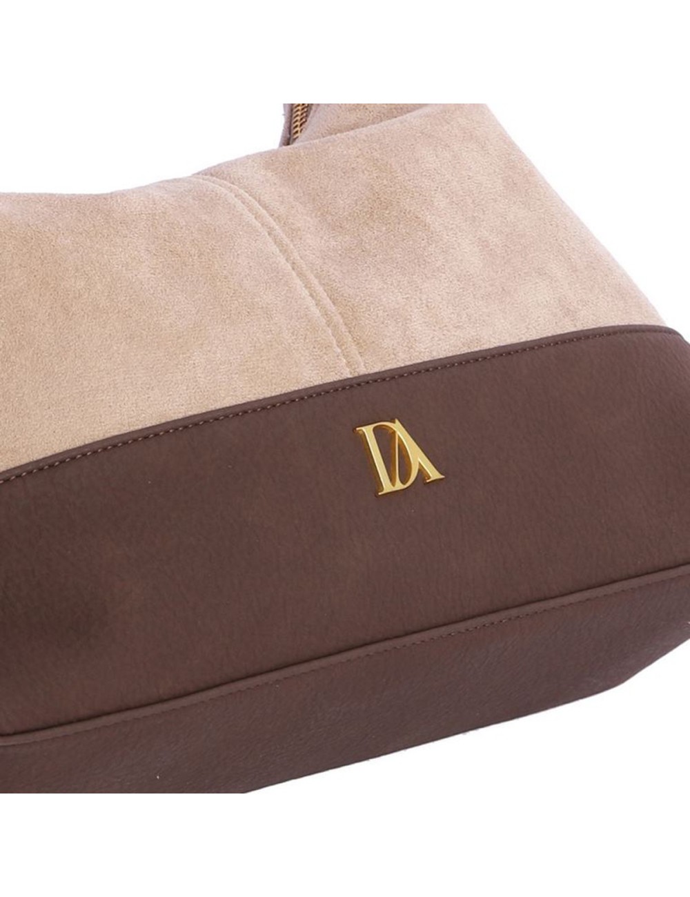 BOLSO HOMBRO HOBO BIMATERIAL BEIGE Y MARRÓN