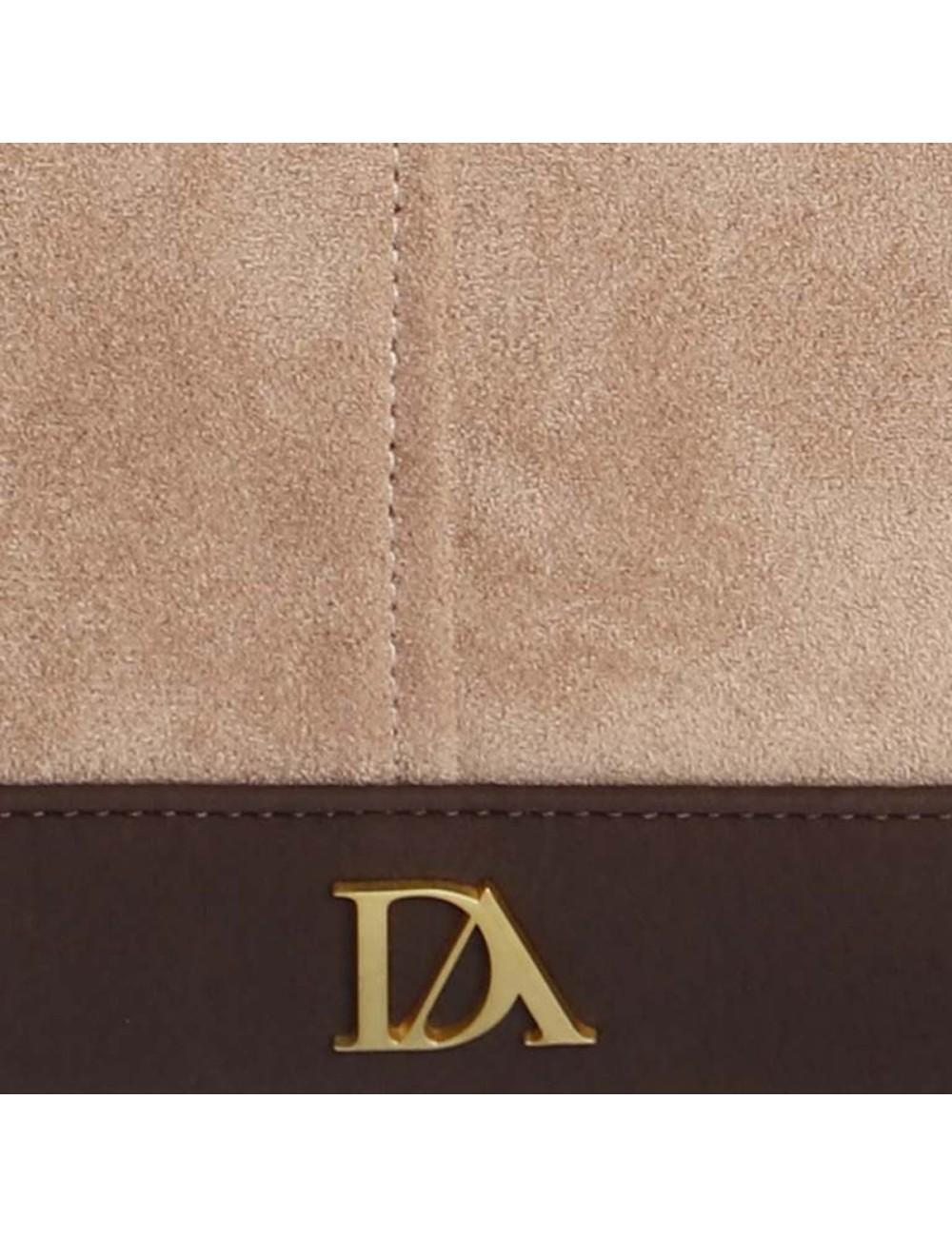 BOLSO DE MANO ANTE BICOLOR BEIGE Y MARRÓN