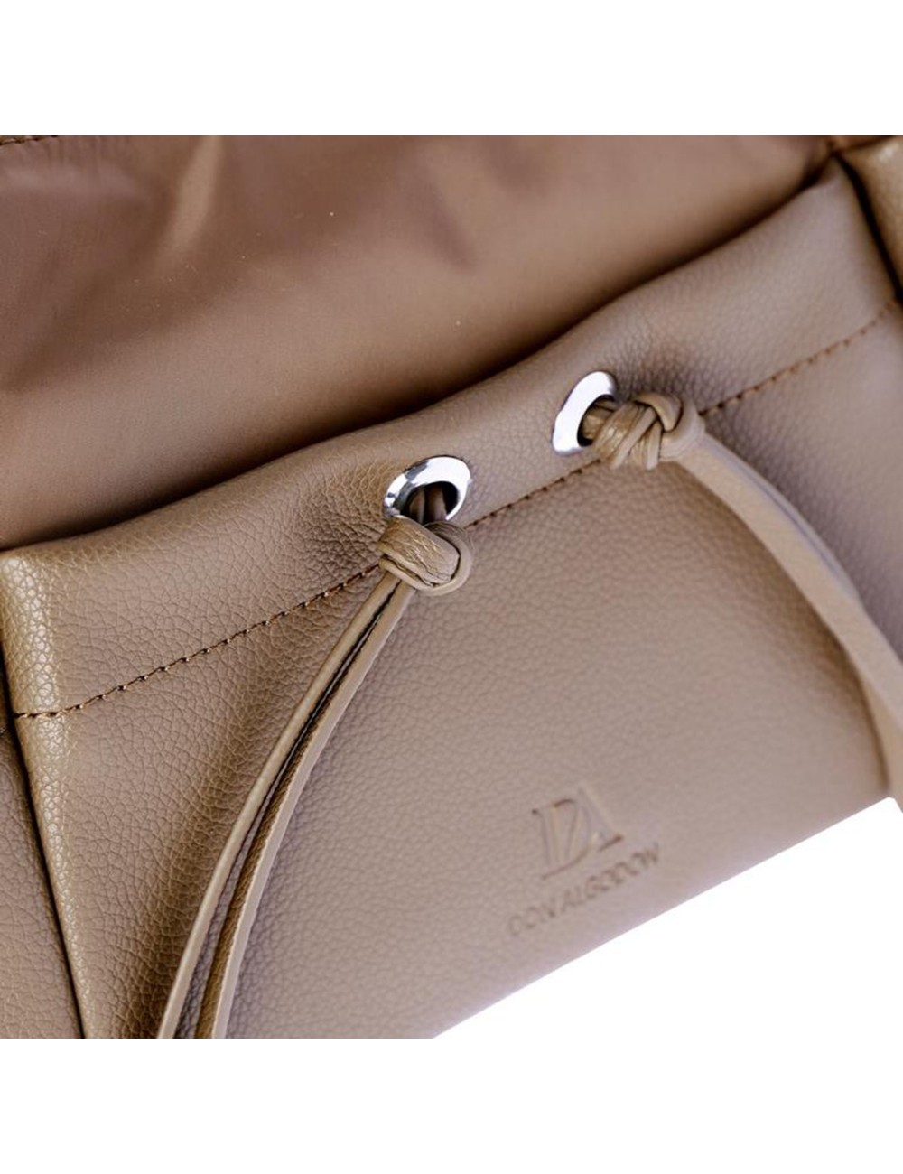 BOLSO HOMBRO HOBO BIMATERIAL CORDÓN FRUNCIDO CAMEL