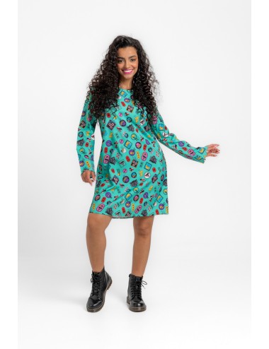 VESTIDO CUELLO REDONDO CORTE A JAPO