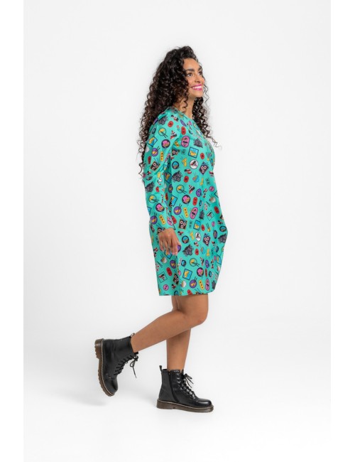 VESTIDO CUELLO REDONDO CORTE A JAPO