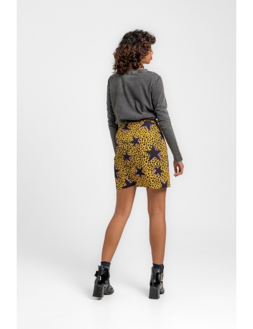 FALDA TRAPECIO CON CORTE LATERAL BRILLANDO