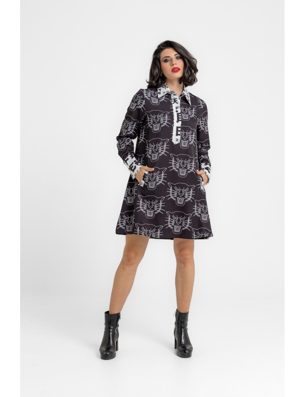 VESTIDO CON CUELLO CAMISERO DE CORTE A BE FREE