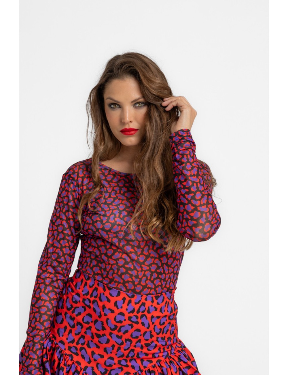 CAMISETA DE TUL ENTALLADA ESTAMPADO ANIMAL INSTINCT