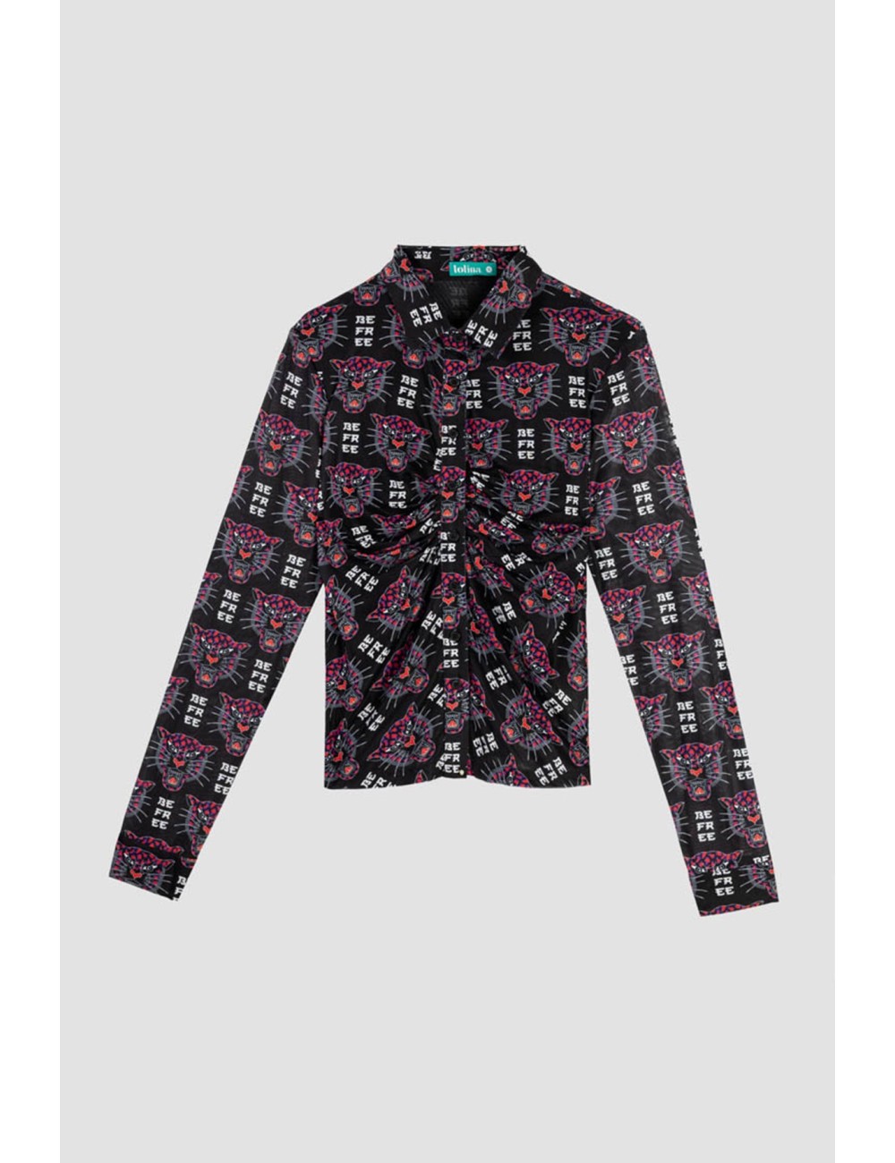CAMISA DE TUL DRAPEADO FELINO