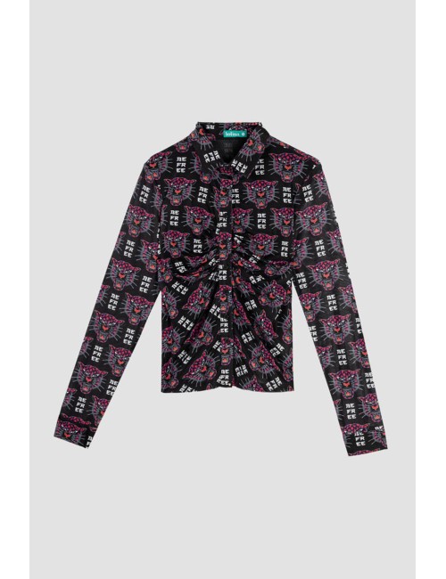 CAMISA DE TUL DRAPEADO FELINO