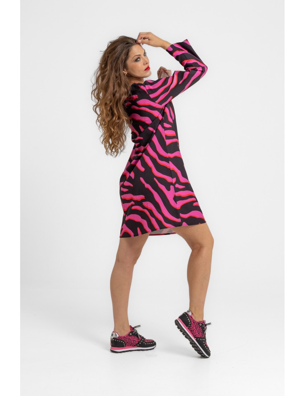 VESTIDO CUELLO REDONDO CORTE A FEM REX