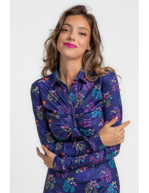 CAMISA DE PUNTO ELÁSTICO DRAPEAD PEACE