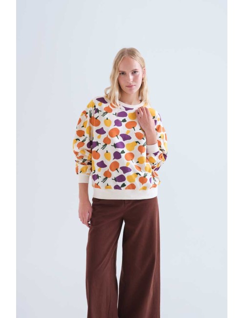 SUDADERA 100% ALGODÓN CON ESTAMPADO DE VERDURAS