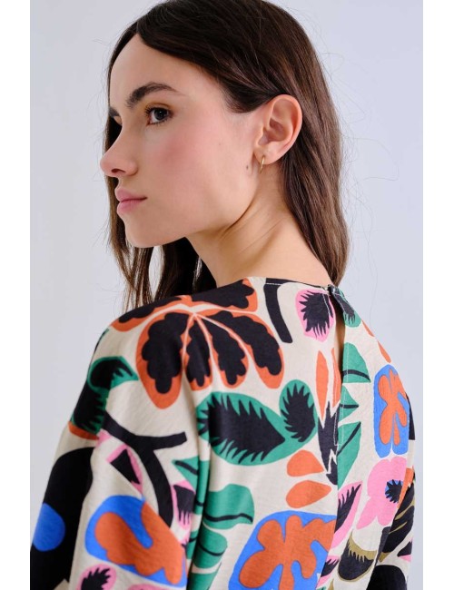 VESTIDO CORTO CON ESTAMPADO NEO GARDEN